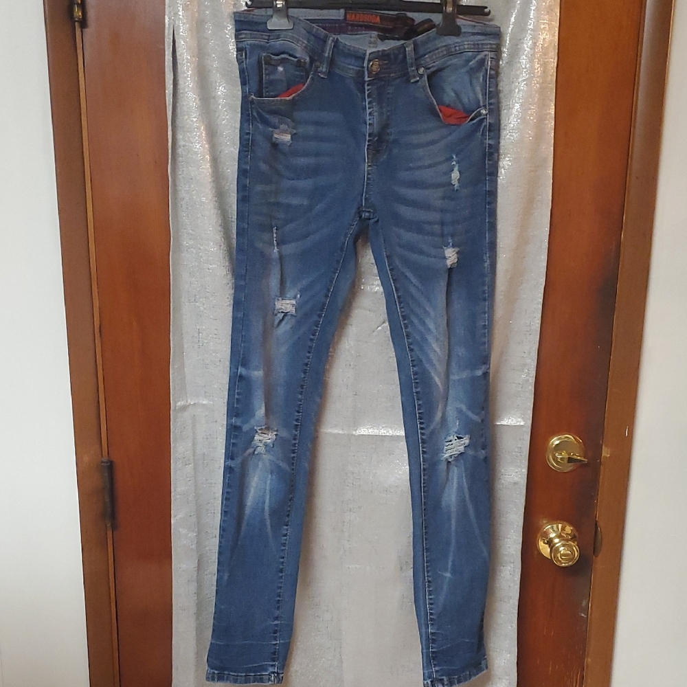 Hard Soda Trendy Blue Distressed Skinny Jeans